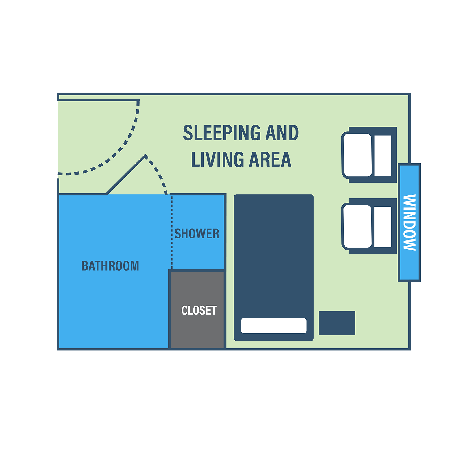 private room floor plan at Assisted Living at the Oaks