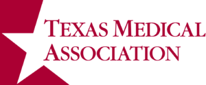 Red "Texas Medical Association" text on a black background with a large, red star on the left. Bold, professional, and confident tone.